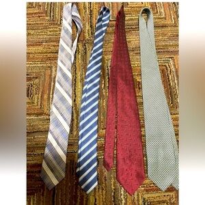 Lot Set of 4 Abstract Silk Neck Ties Tie Claiborne Laurant  Bennet Izod